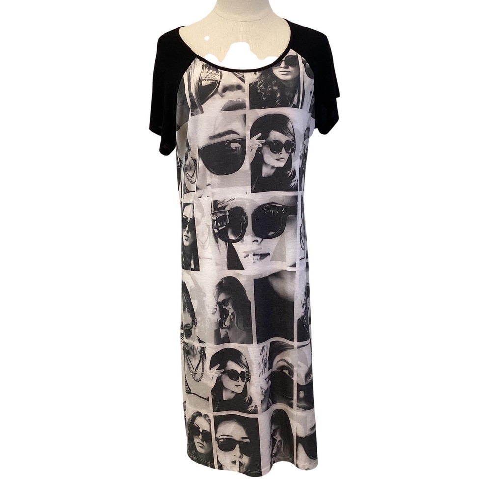 Swim Cover-up Celebrity Faces Sunglasses Black White Pop-Art 2X (Runs Smaller)